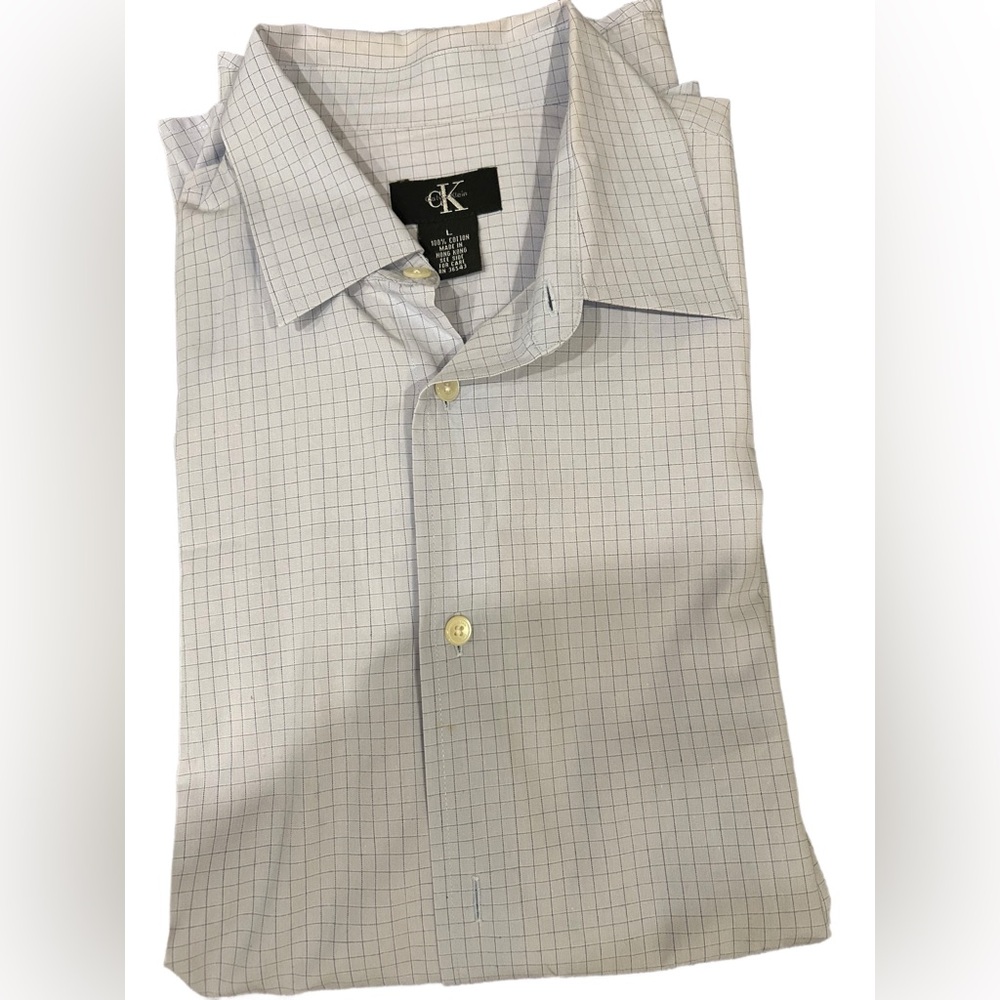 Calvin Klein Blue Dress Shirt Elegant Cotton Business